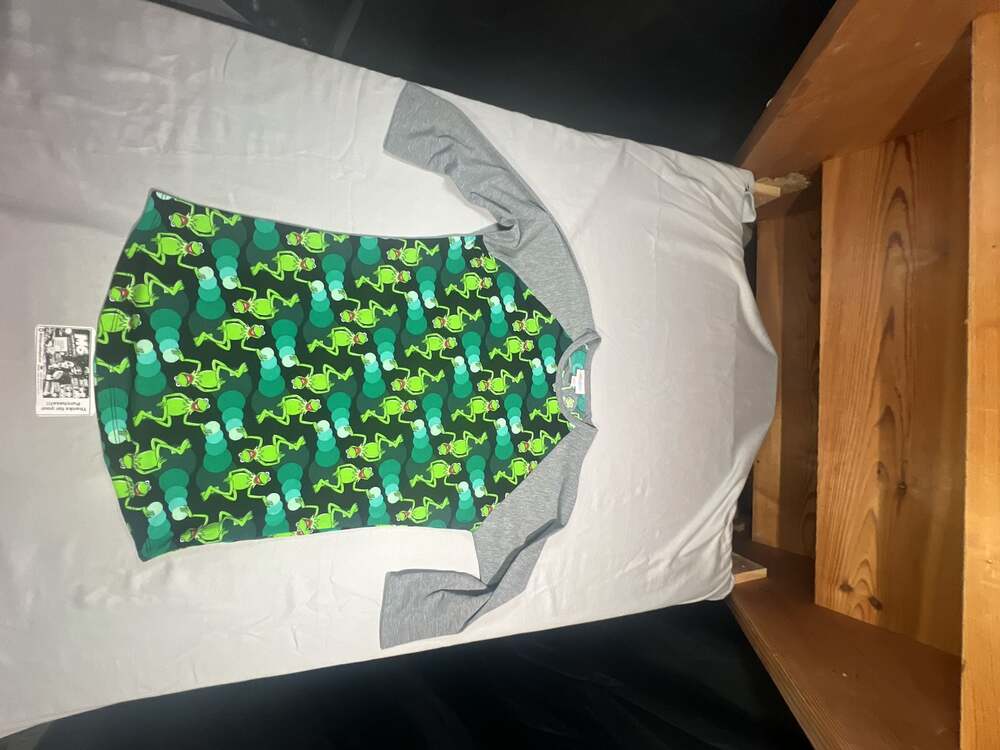 LuLaRoe Randy Raglan Tee Kermit the Frog Print Size XS